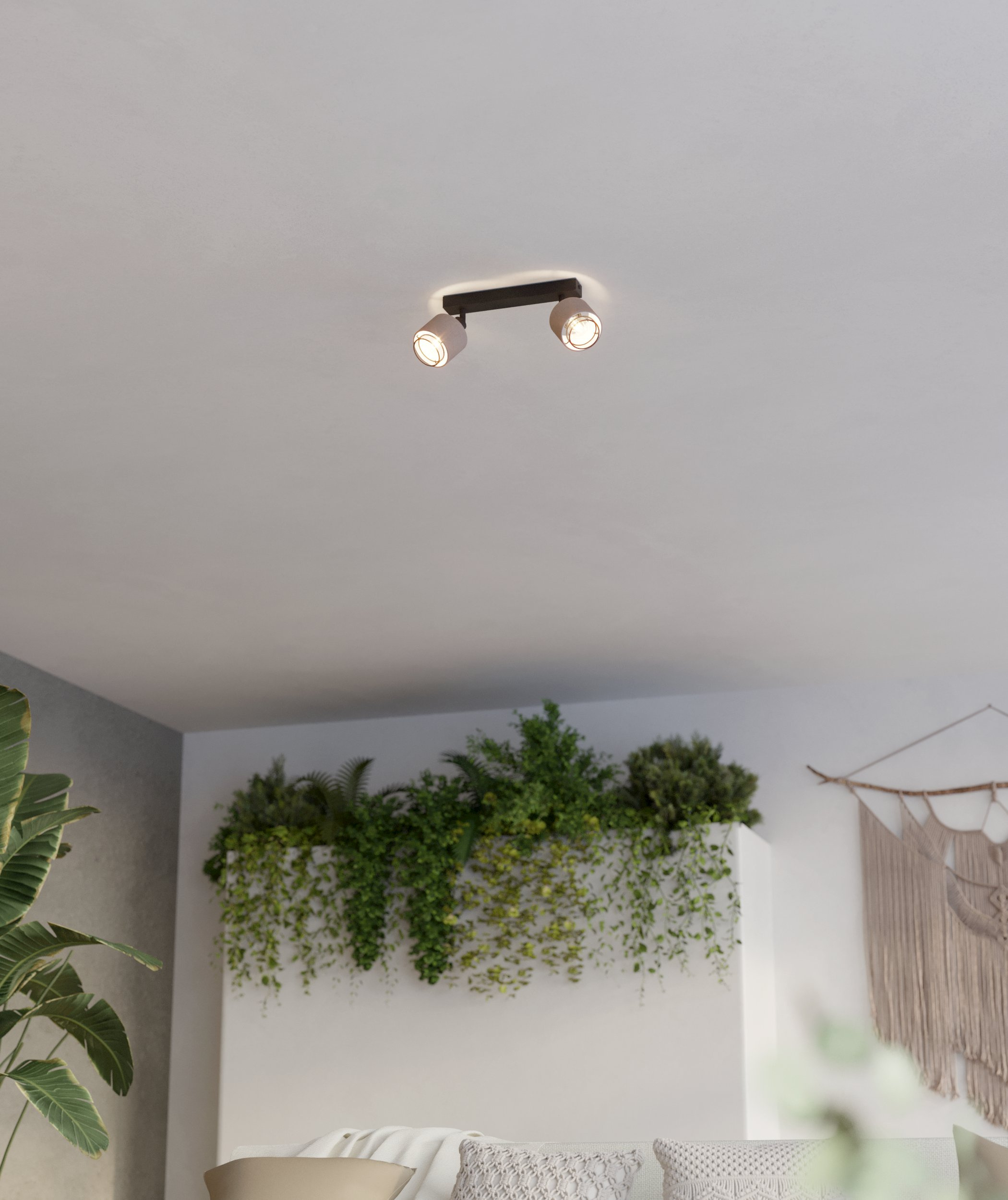 Eglo Rosley lampa podsufitowa 2x40 W czarna/beżowa 43657