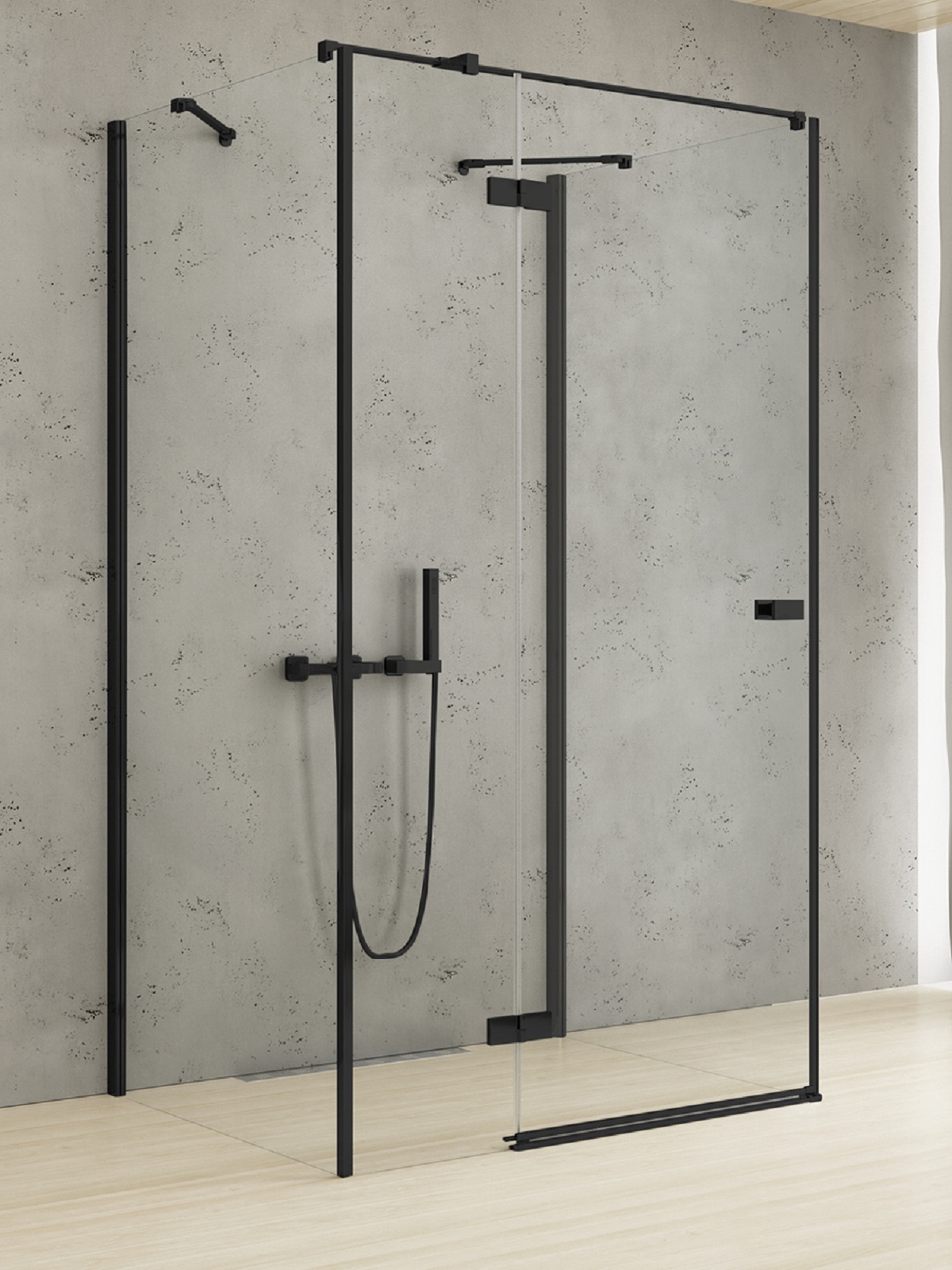 New Trendy Reflexa Black kabina prysznicowa 120x120 cm kwadratowa lewa czarny mat/szkło przezroczyste EXK-5055