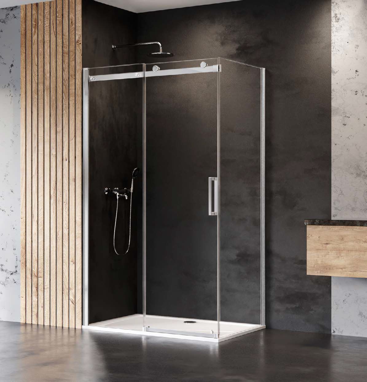 New Trendy Sling kabina prysznicowa 100x90 cm prostokątna chrom/szkło przezroczyste D-0180A/D-0103B