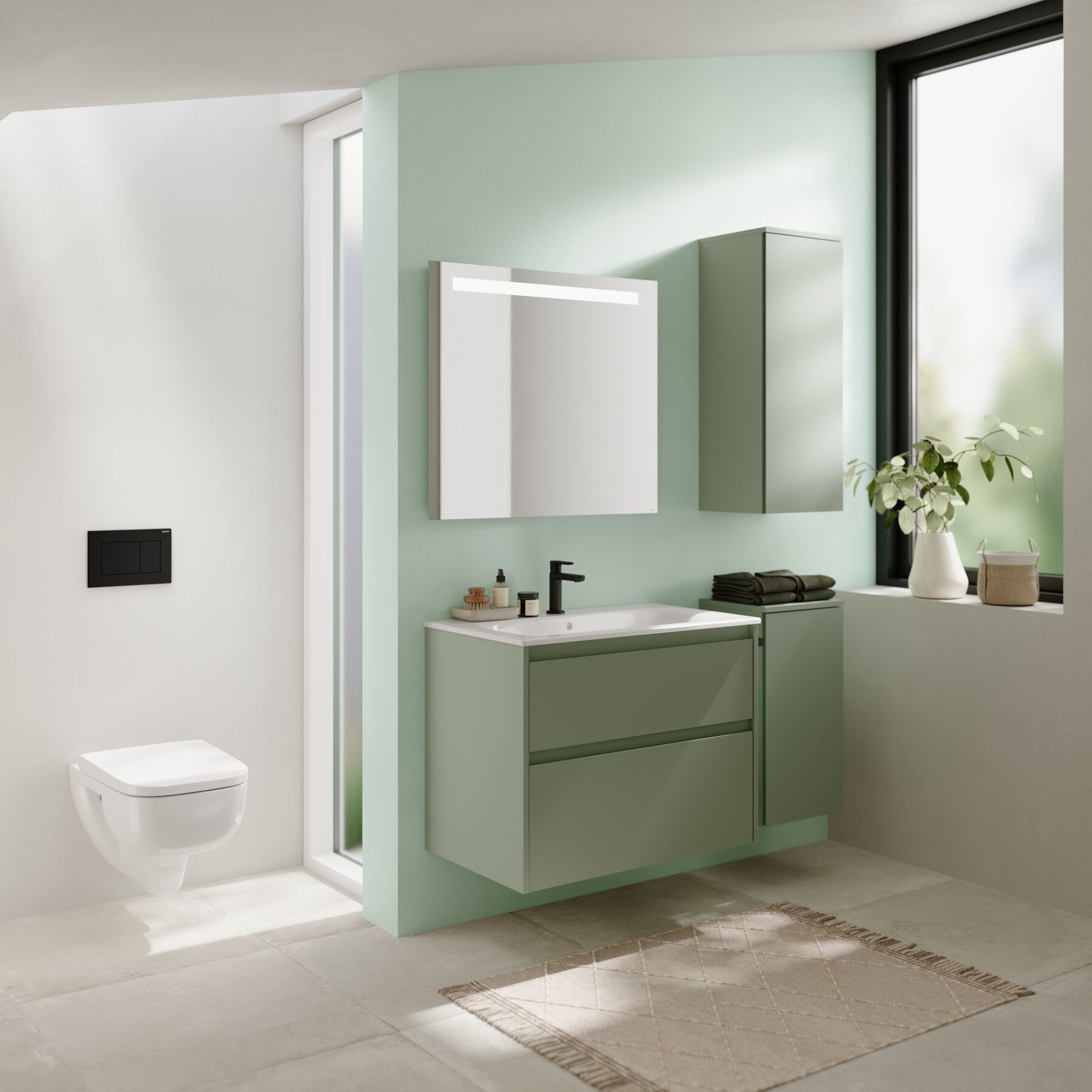 Geberit Selnova Square umywalka z szafką 60 cm piaskowoszary mat 504.138.DB.1 - Wysyłka w 24h