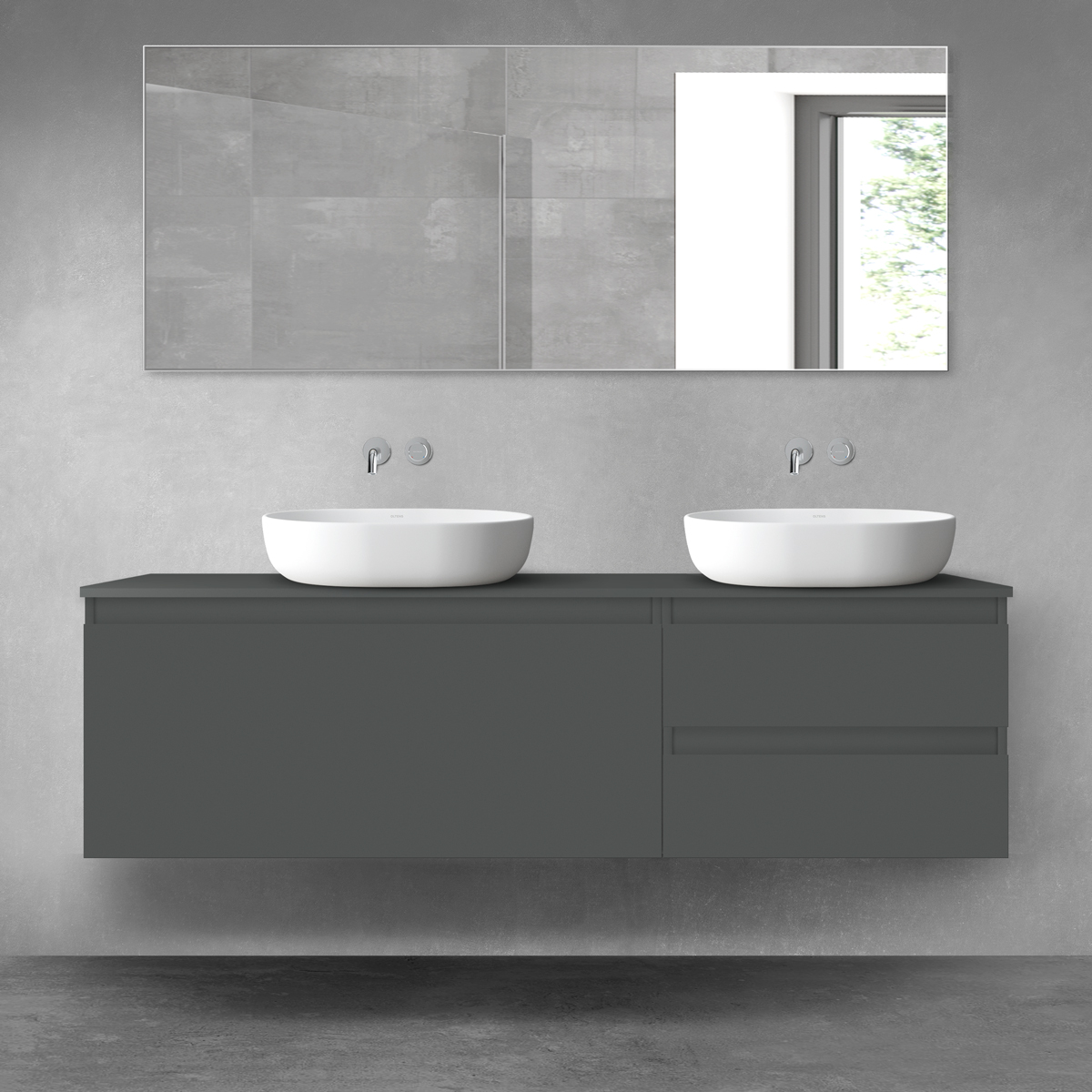 Oltens Vernal zestaw mebli łazienkowych 160 cm z blatem grafit mat 68439400 - Wysyłka w 24h
