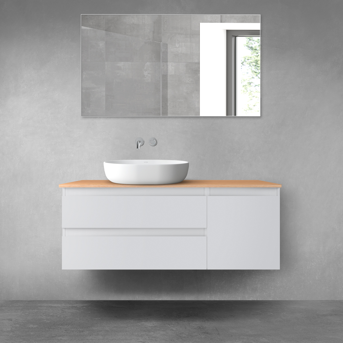 Oltens Vernal zestaw mebli łazienkowych 120 cm z blatem szary mat/dąb 68211700 - Wysyłka w 24h