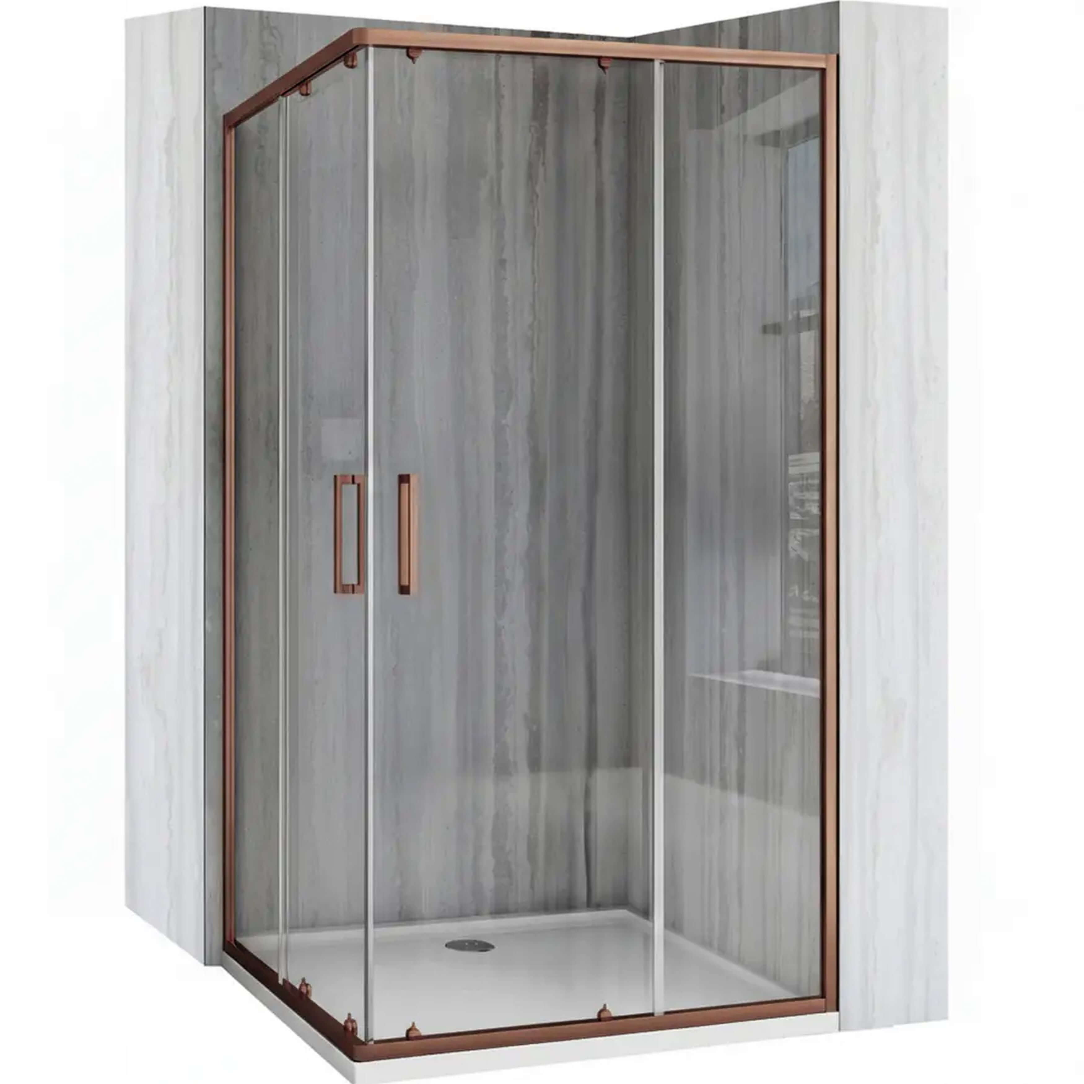 Rea City kabina prysznicowa 80x80 cm prostokątna miedź szczotkowana/szkło przezroczyste REA-K6982