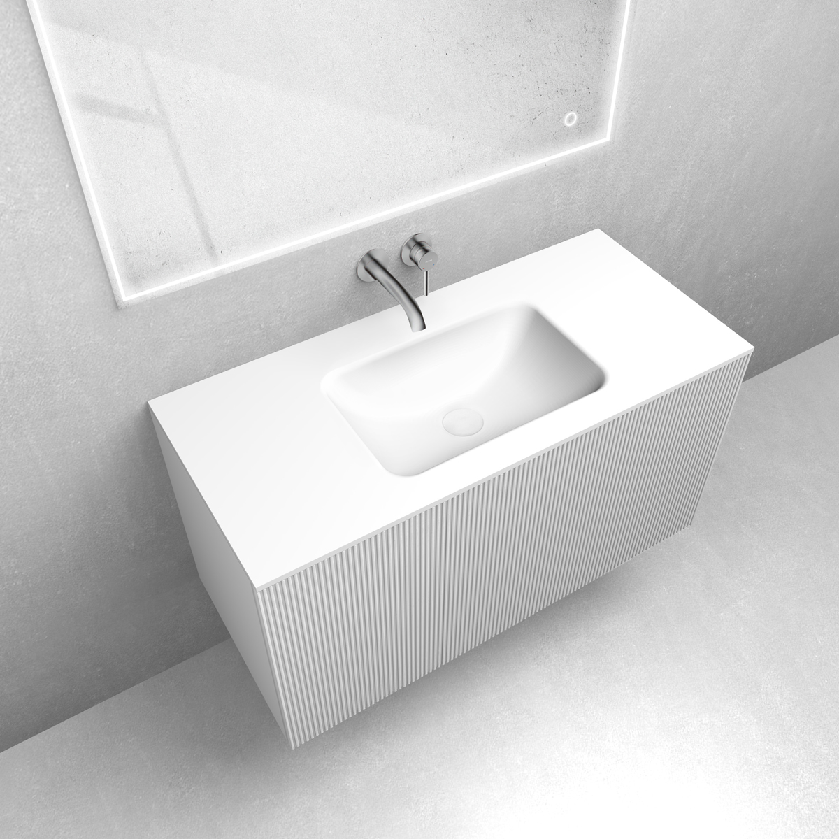 Zestaw Oltens Lun Rilla szafka podumywalkowa 100 cm z umywalką Kalla LavaForm biały mat 68777000 - Wysyłka w 24h