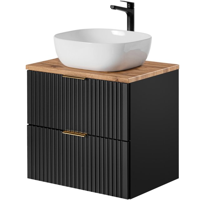 COMAD Zestaw mebli ADEL BLACK szafka z blatem WOTAN 60 cm, umywalka S