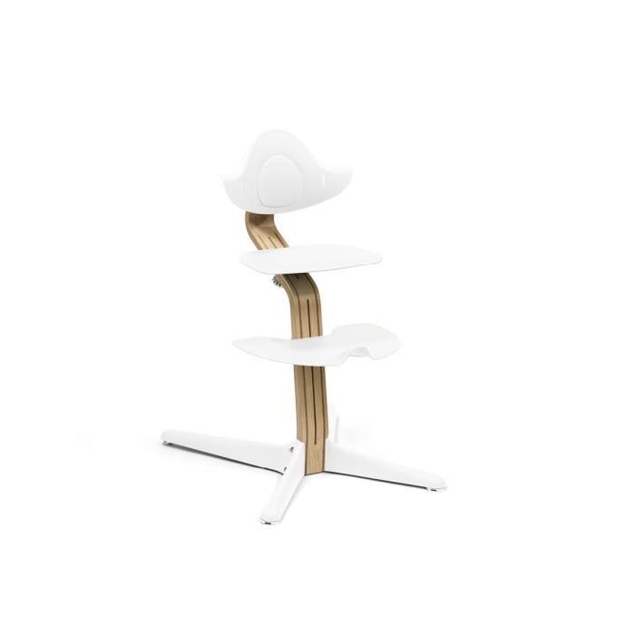 Stokke Nomi + Newborn Set - krzesełko + zestaw dla noworodka-Oak White-Newborn Set White-Grey Blue