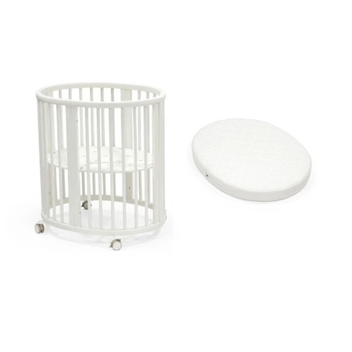 Stokke Sleepi Mini Bed + Mattress + Fitted Sheet - łóżeczko mini z materacem i prześcieradłem-White-Lavender