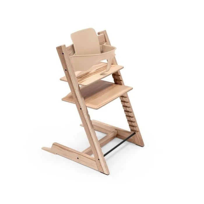 Stokke Tripp Trapp + zestaw Baby Set + tacka - rosnące krzesełko do karmienia z akcesoriami-Wild Wood-Vanilla White
