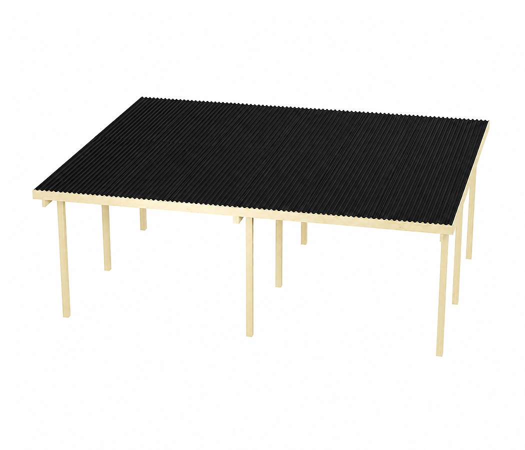 Wiata garażowa dwustanowiskowa Granit II 600 x 500 cm (Słupek 210cm) z dachem czarnym PVC