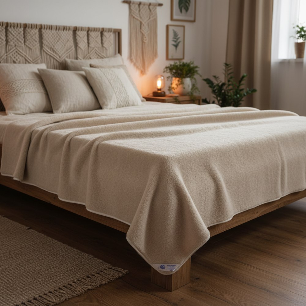 Koc wełniany camel jasny 160x200(+-5cm)