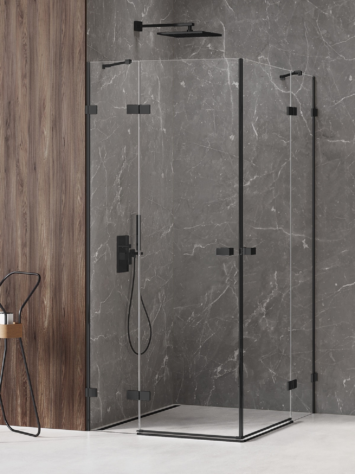 Darmowa Dostawa - Kabina prysznicowa 110x80 cm prostokątna czarny mat/szkło przezroczyste New Trendy Avexa Black EXK1839