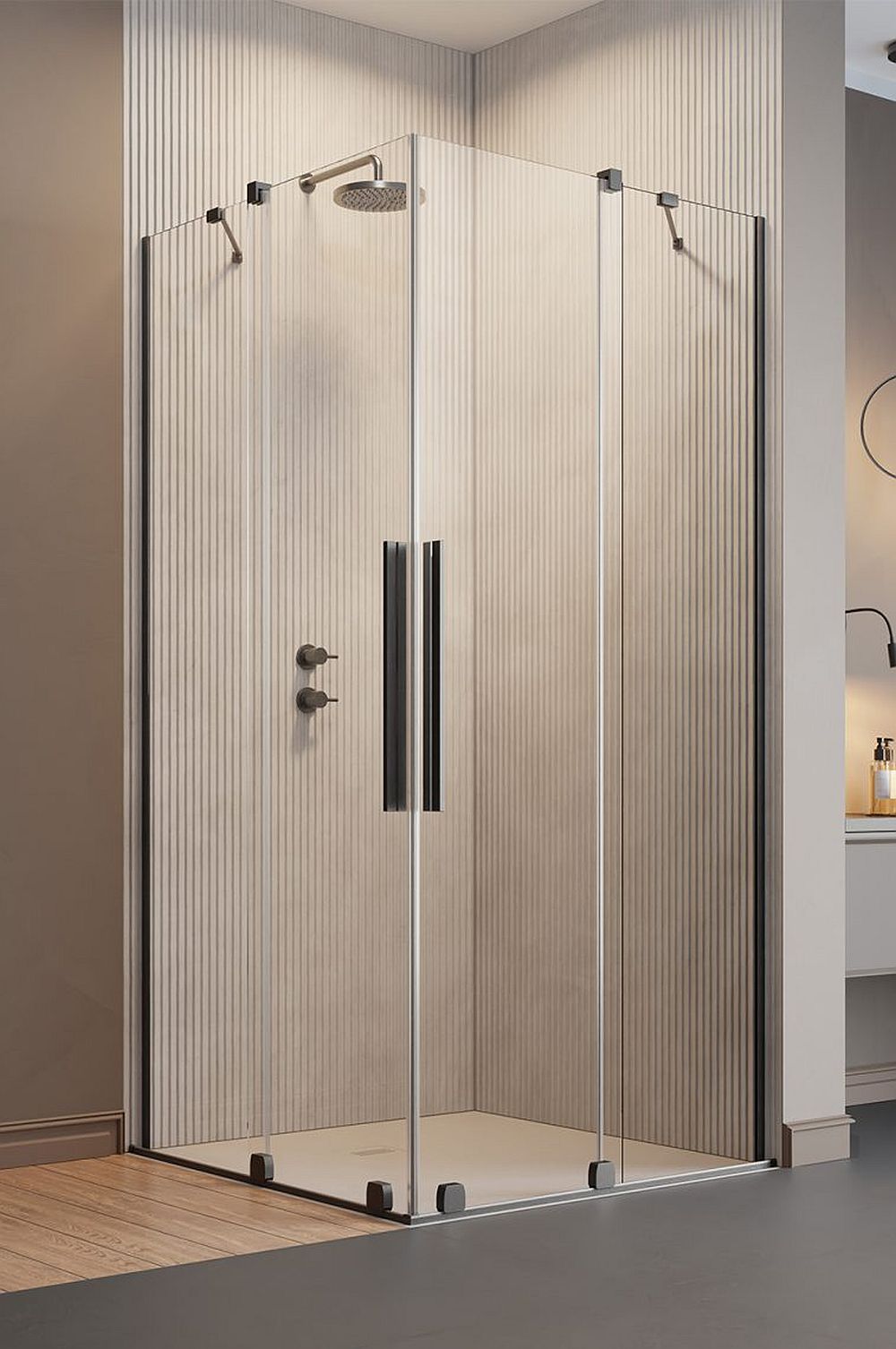 Darmowa Dostawa - Kabina prysznicowa część prawa 110x110 cm kwadratowa szczotkowany/szkło przezroczyste Radaway Furo Brushed Gunmetal KDD 