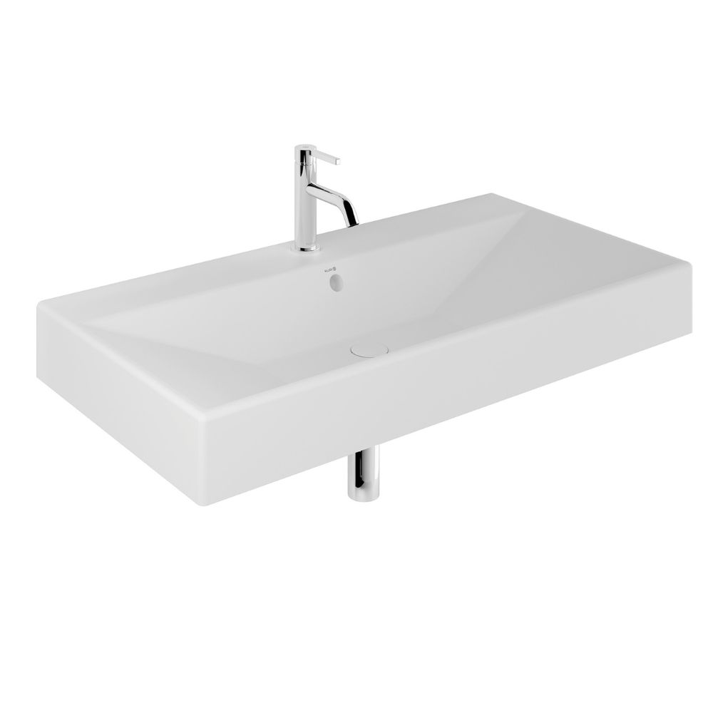 Darmowa Dostawa - Umywalka z korkiem 101x50 cm prostokątna meblowa-nablatowa biała Kludi Resa 59WW10153