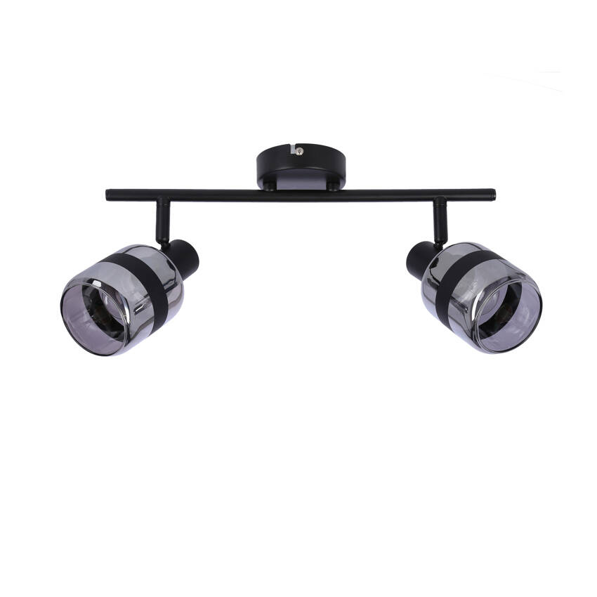 Lampa sufitowa listwa 2-punktowa do salonu YUKI czarny z dymionym kloszem