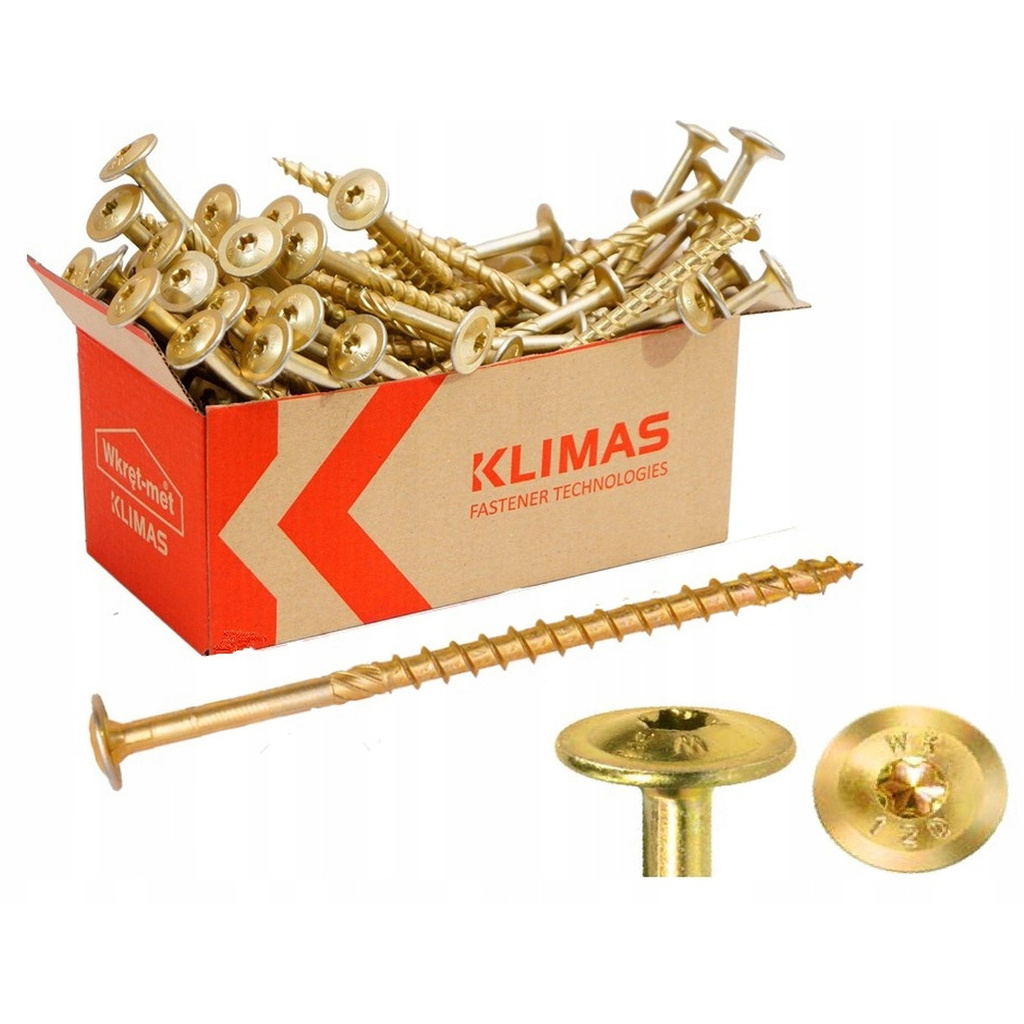 Wkręty ciesielskie do drewna z łbem podkładkowym 8 x 140mm 25 sztuk TORX Klimas