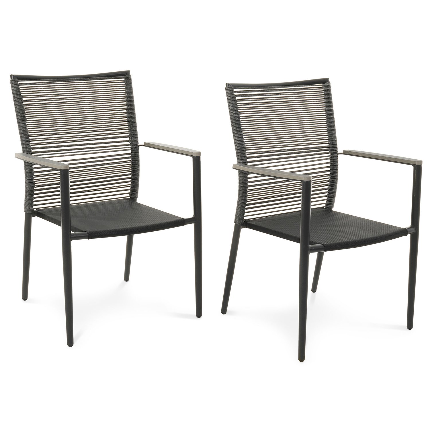 2er Set Gartenstühle Asti - Grau