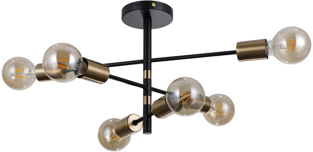 Darmowa Dostawa - Lampa wisząca 6x40 W czarna-mosiądz Italux Piansi PND40256BLHBR