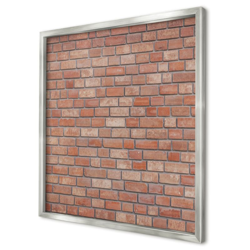 Tablica magnetyczna do salonu Wallfluent 50x50 Ceglana ściana w srebrnej ramie 1szt