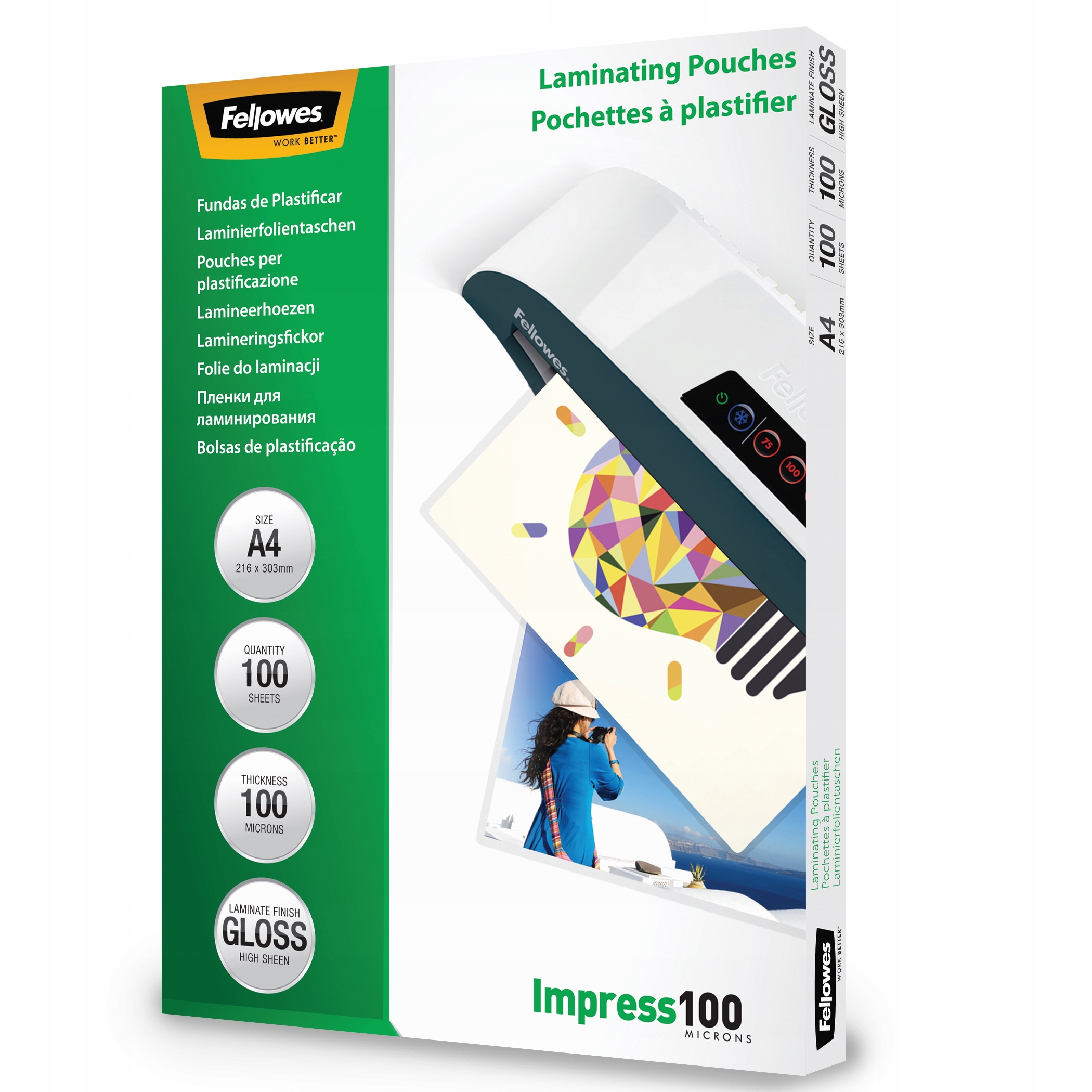 FELLOWES folia do laminatora glossy A4 op-100 100 mikronów - Henryx24