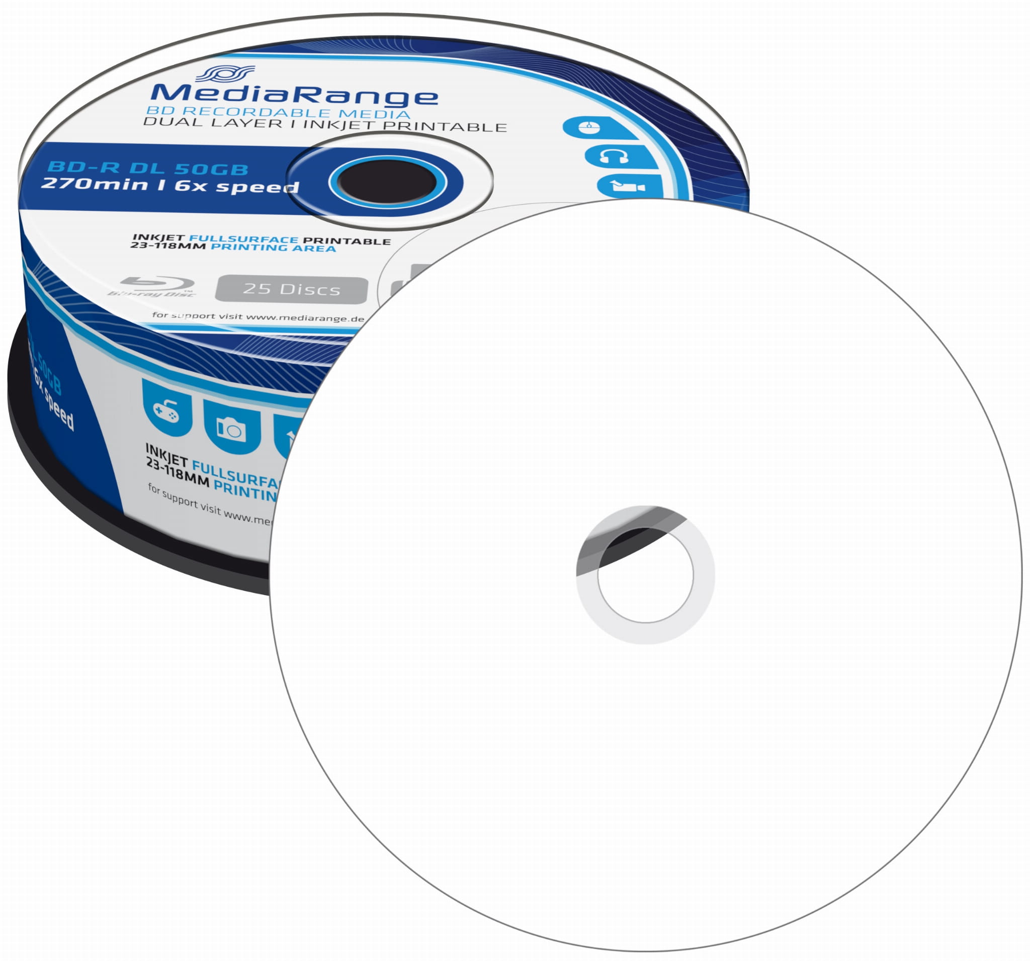 MEDIARANGE BD-R x6 50GB PRINT FF c-25 MR510 - Henryx24