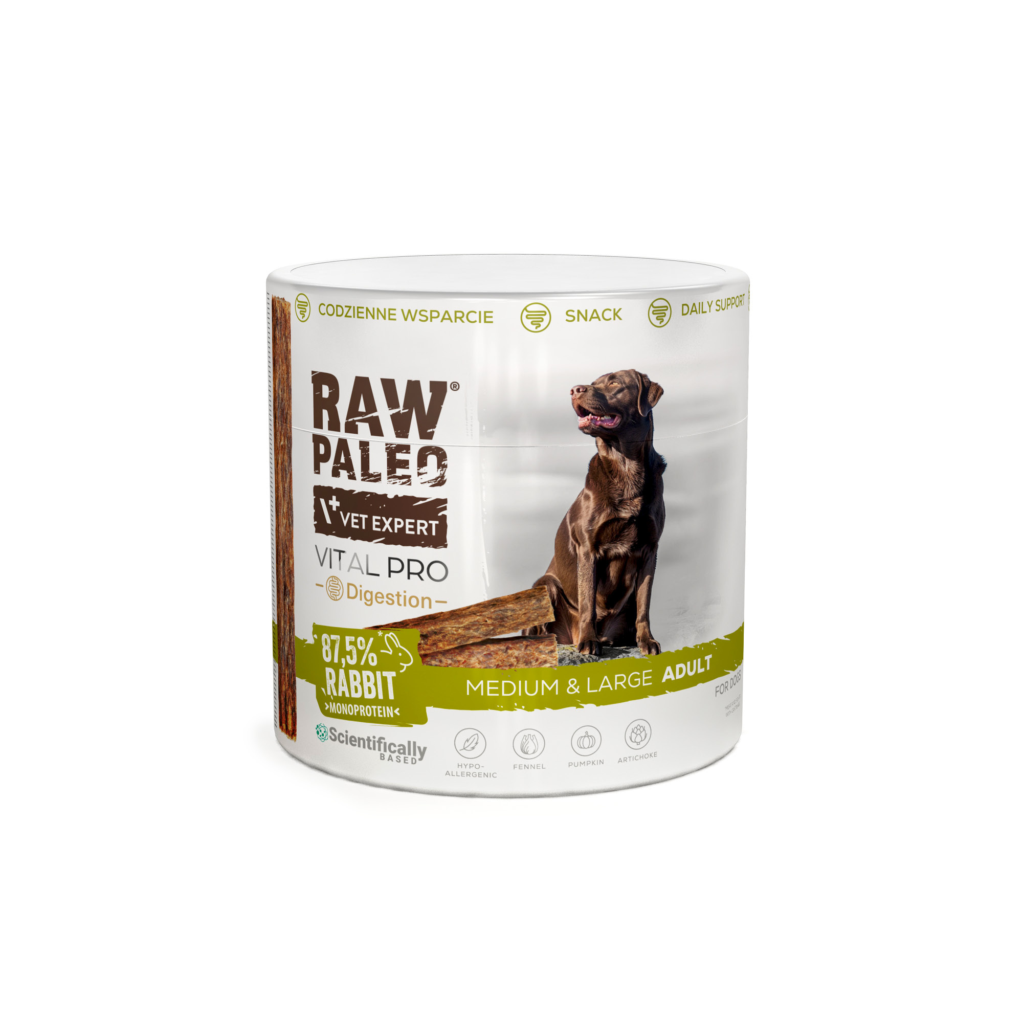 RAW PALEO Vital Pro Digestion Rabbit Medium Large 100g - hipoalergiczny monoproteinowy przysmak funkcjonalny - baton dla psa