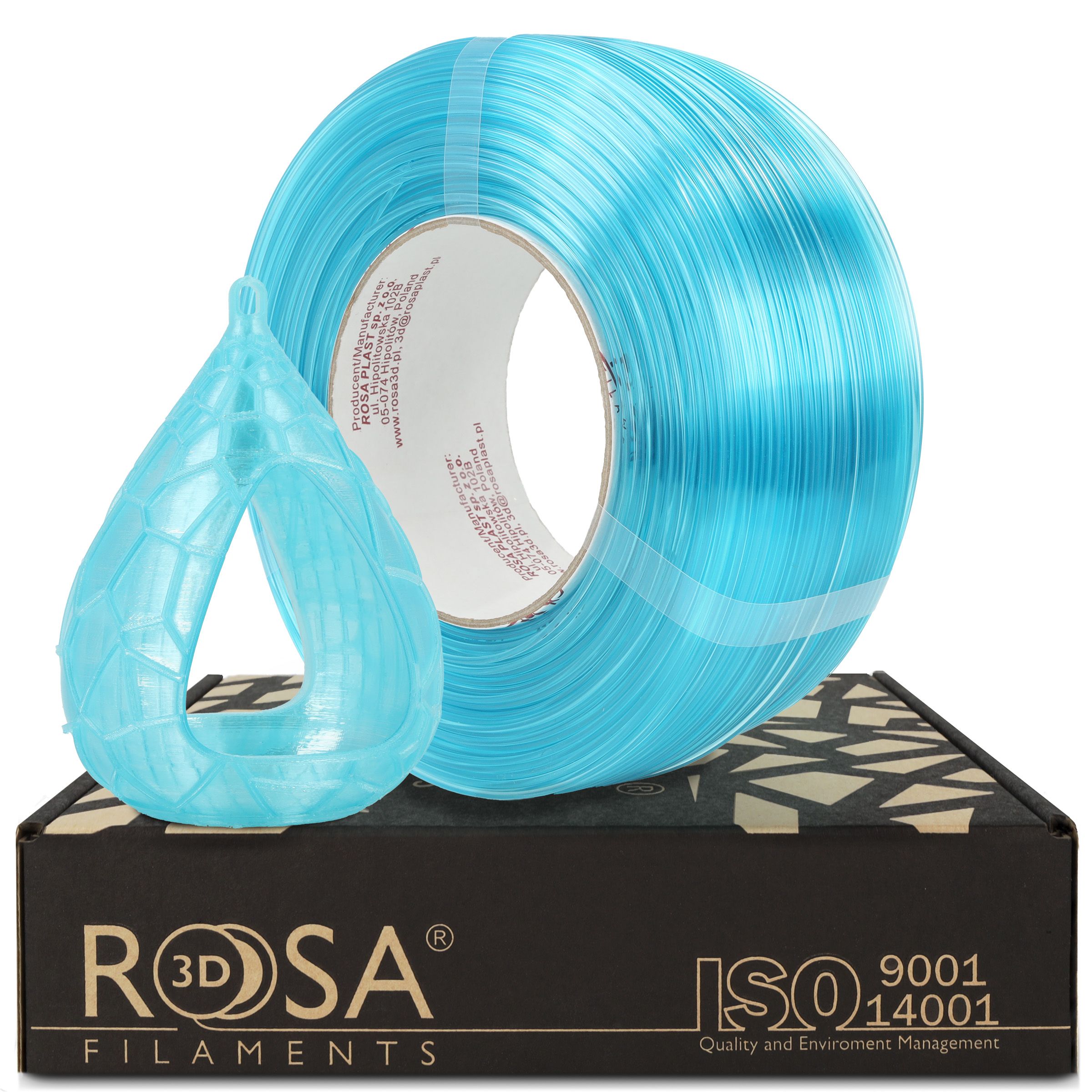 FILAMENT 3D ReFill PET-G Standard HS Blue Ice Transparent (Refill 1kg / 1.75mm)