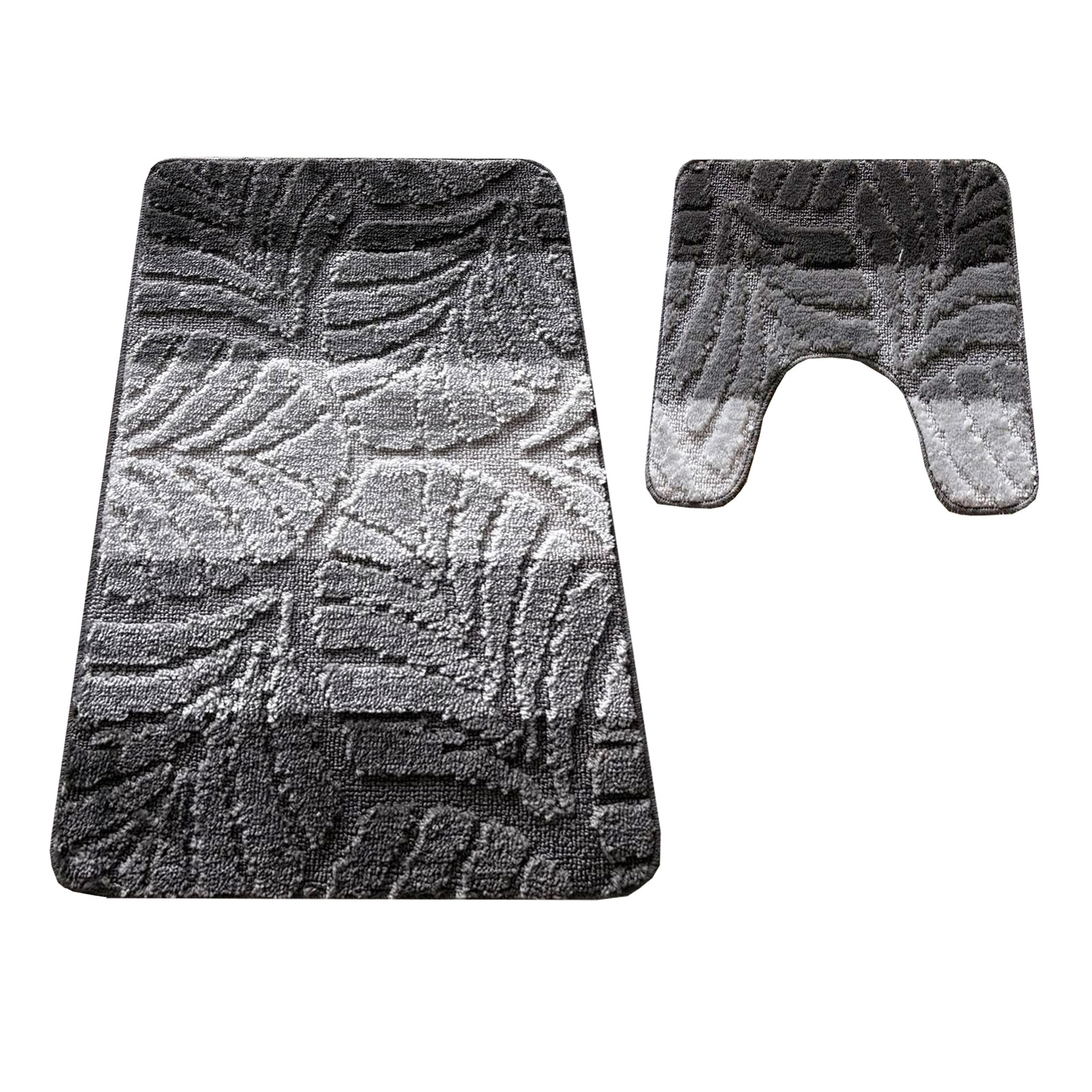 Komplet łazienkowy z wycięciem pod toaletę Montenegro Liście - pasy antracytowe