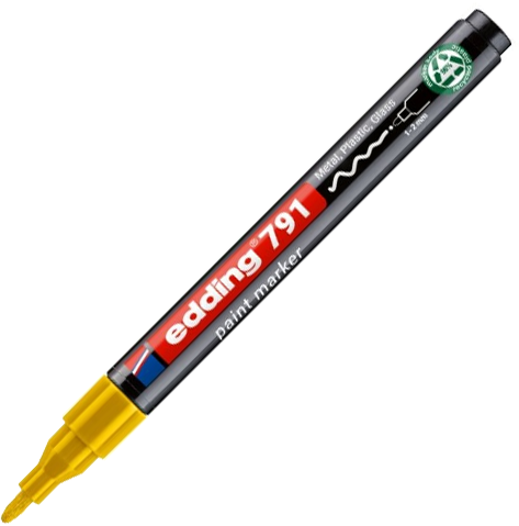 Marker olejowy edding e-791 PCR, okrągła, 1-2 mm, żółty