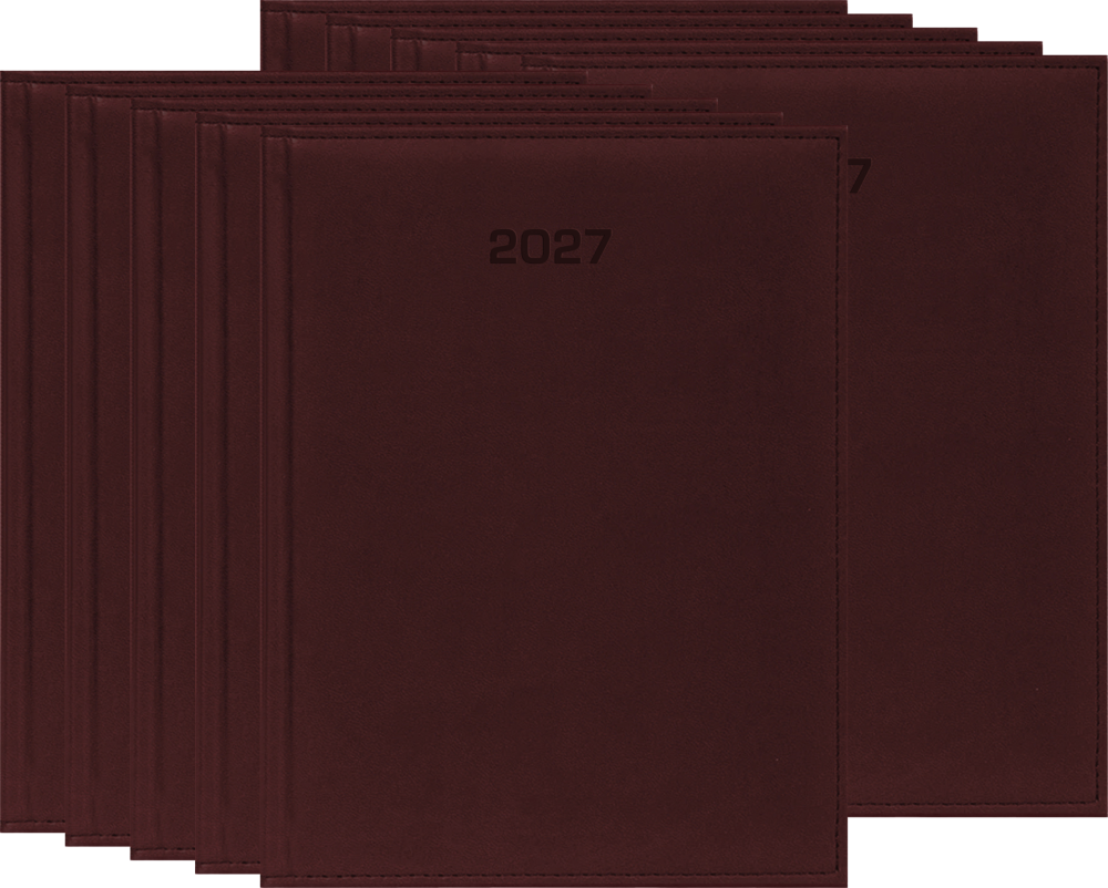 10x Kalendarz książkowy 2027, Udziałowiec, Vivella, A5, dzienny bordowy
