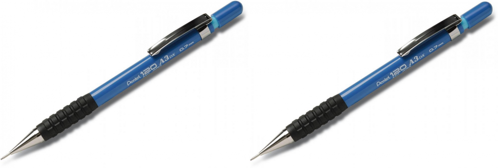 2x Ołówek automatyczny Pentel A300, 0.7mm, z gumką, niebieski