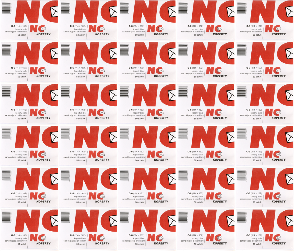 100x Koperta standardowa NC, C6, samoklejąca SK, okno prawe, 50 sztuk, biały