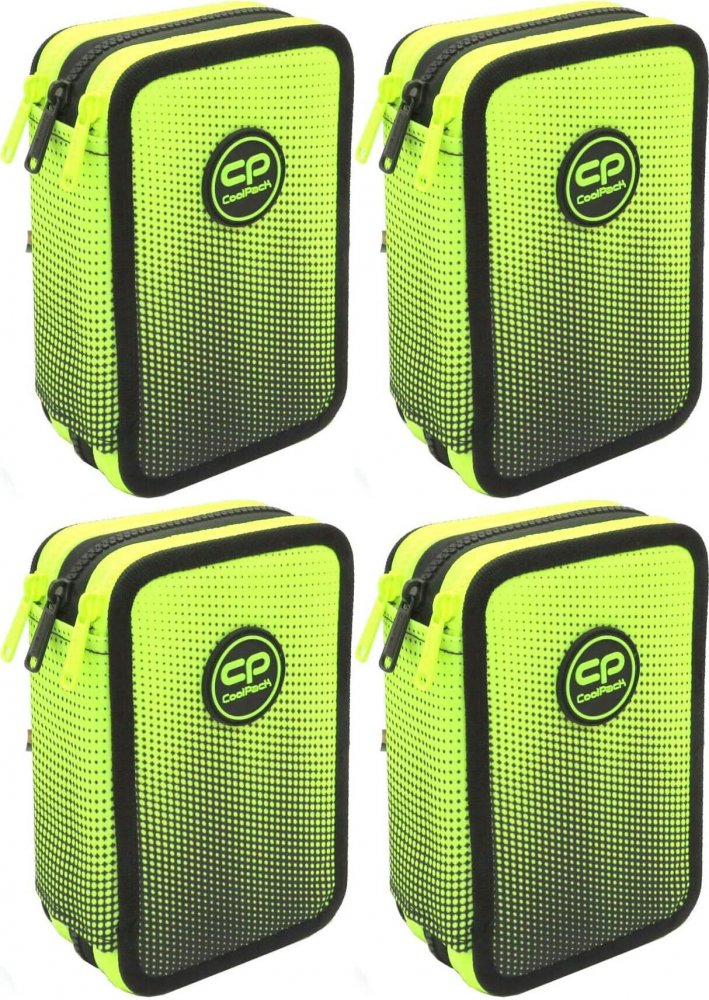 4x Piórnik szkolny CoolPack Jumper 3 Gradient Lemon, 3-komorowy, z wyposażeniem
