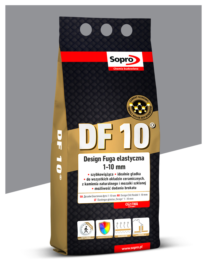 Fuga elastyczna DF10 1-10mm 15: Szary 2kg Sopro