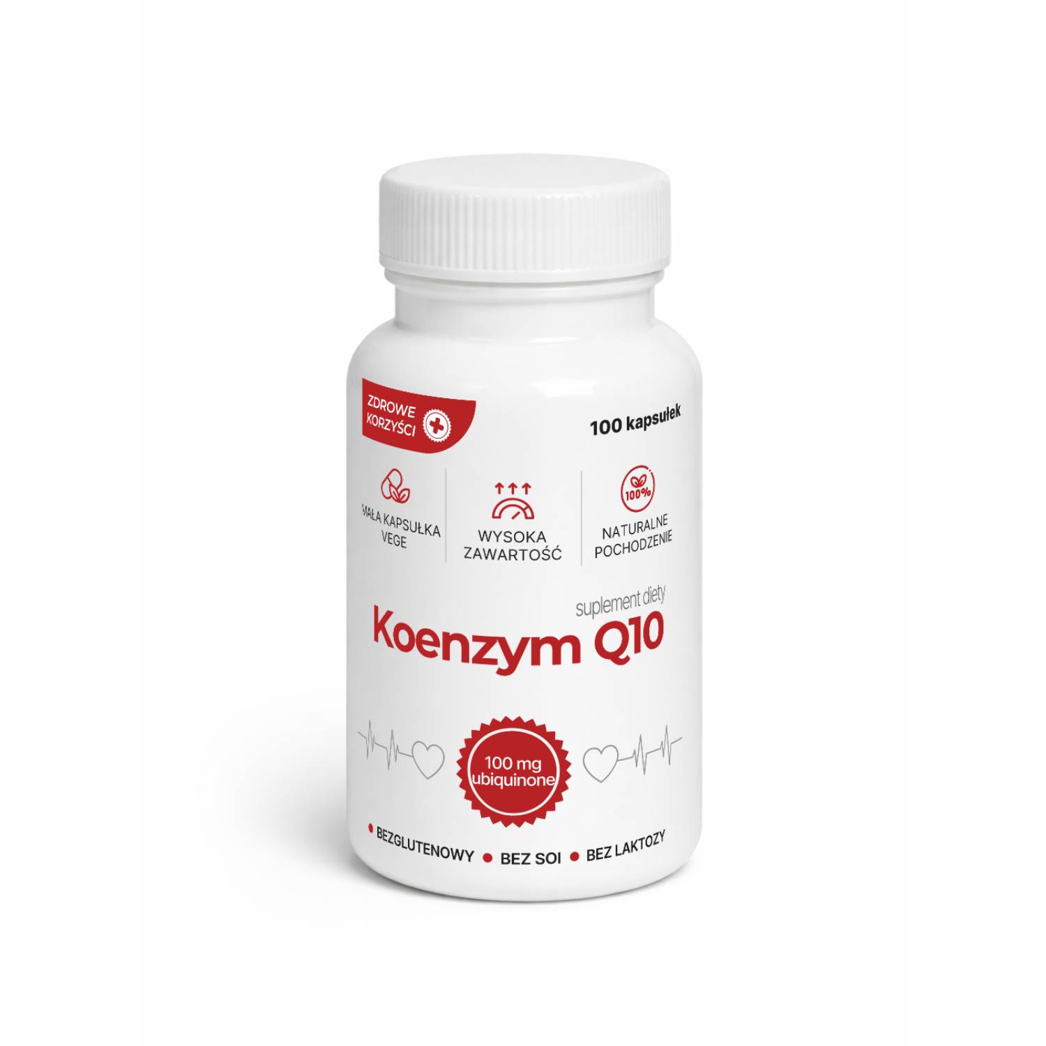 Zdrowe korzyści koenzym q10, 100 kapsułek