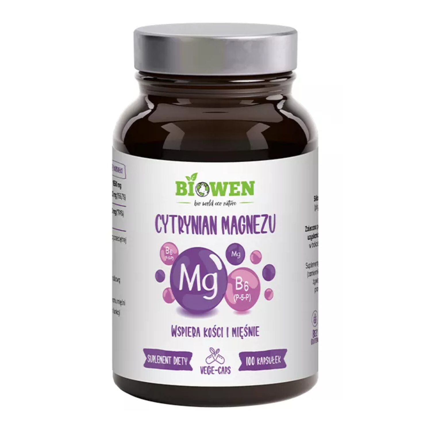 Biowen cytrynian magnezu z b6, 100 kapsułek