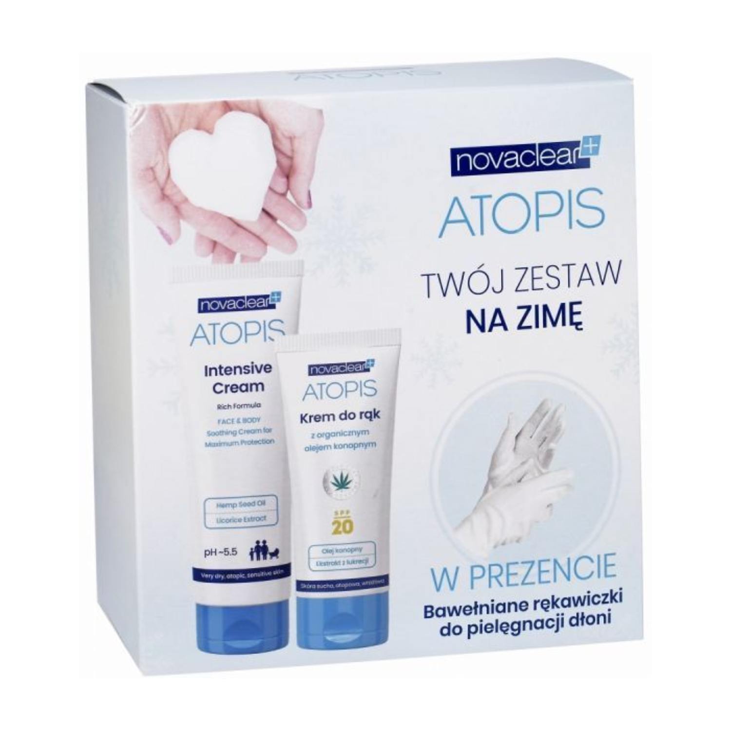 Novaclear atopis - krem natłuszczający do twarzy i ciała, 100 ml + regenerujący krem do rąk, 60 ml, 1 zestaw (data ważności: 31.10.2026)
