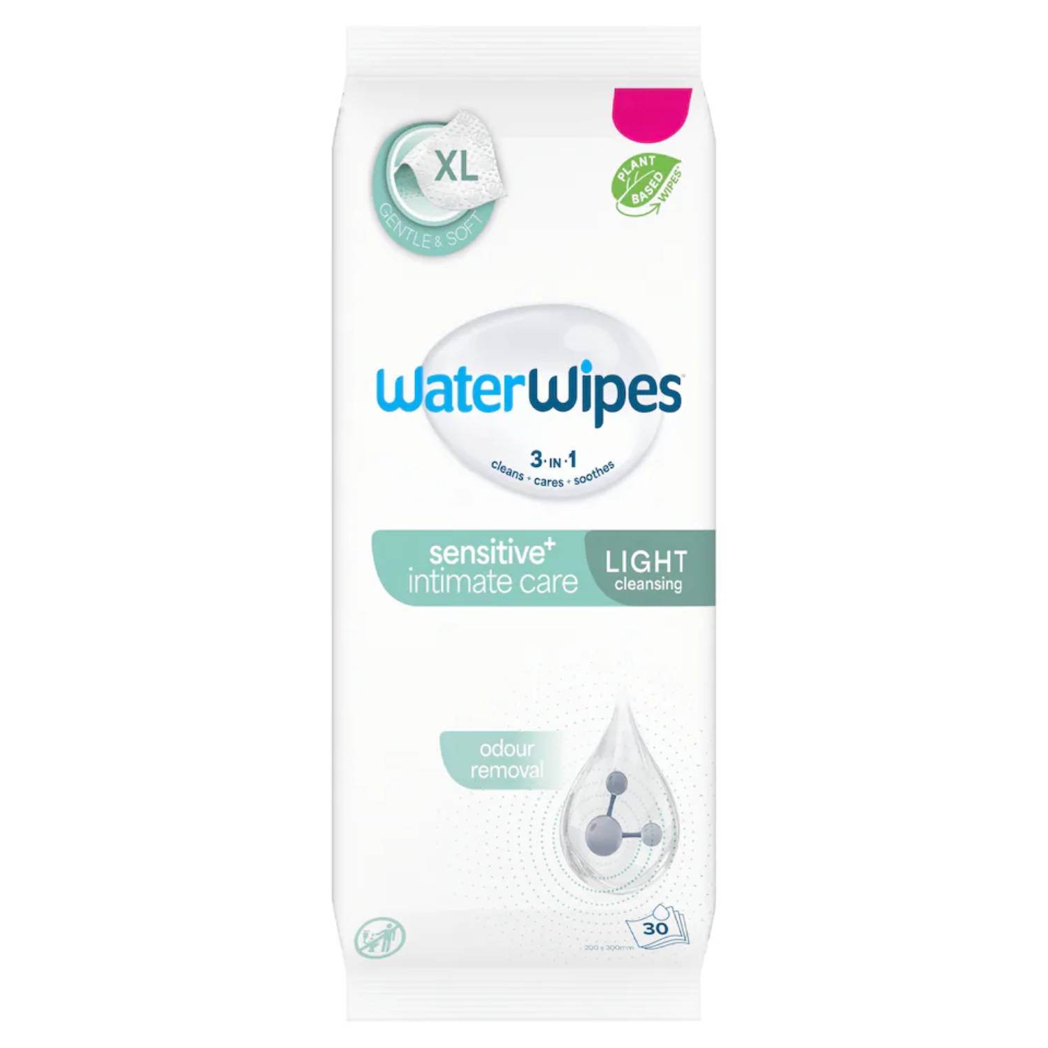 Waterwipe sensitive intimate care light - chusteczki nawilżane, 30 sztuk
