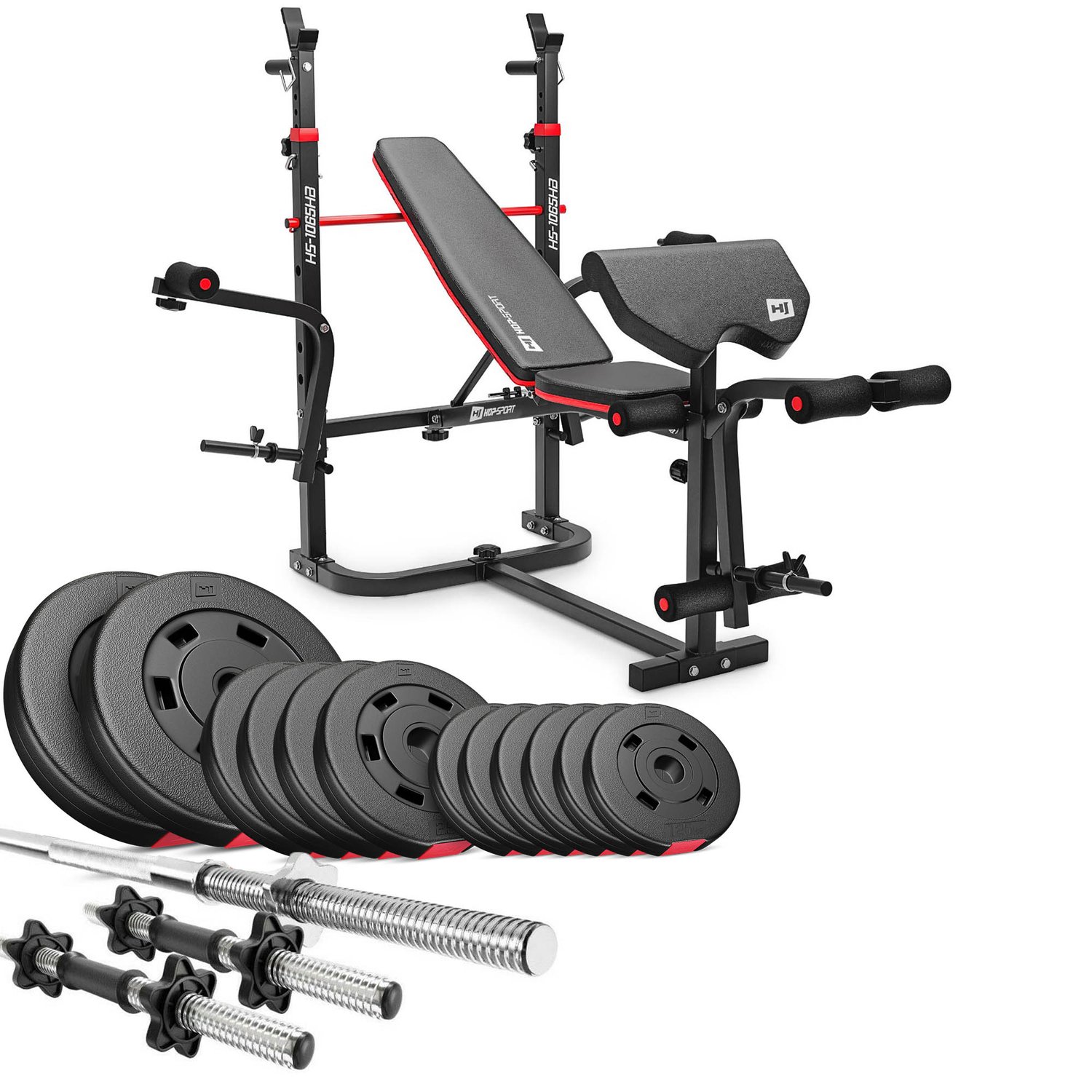Ensemble d'haltères en plastique 38 kg avec banc de musculation HS-1065