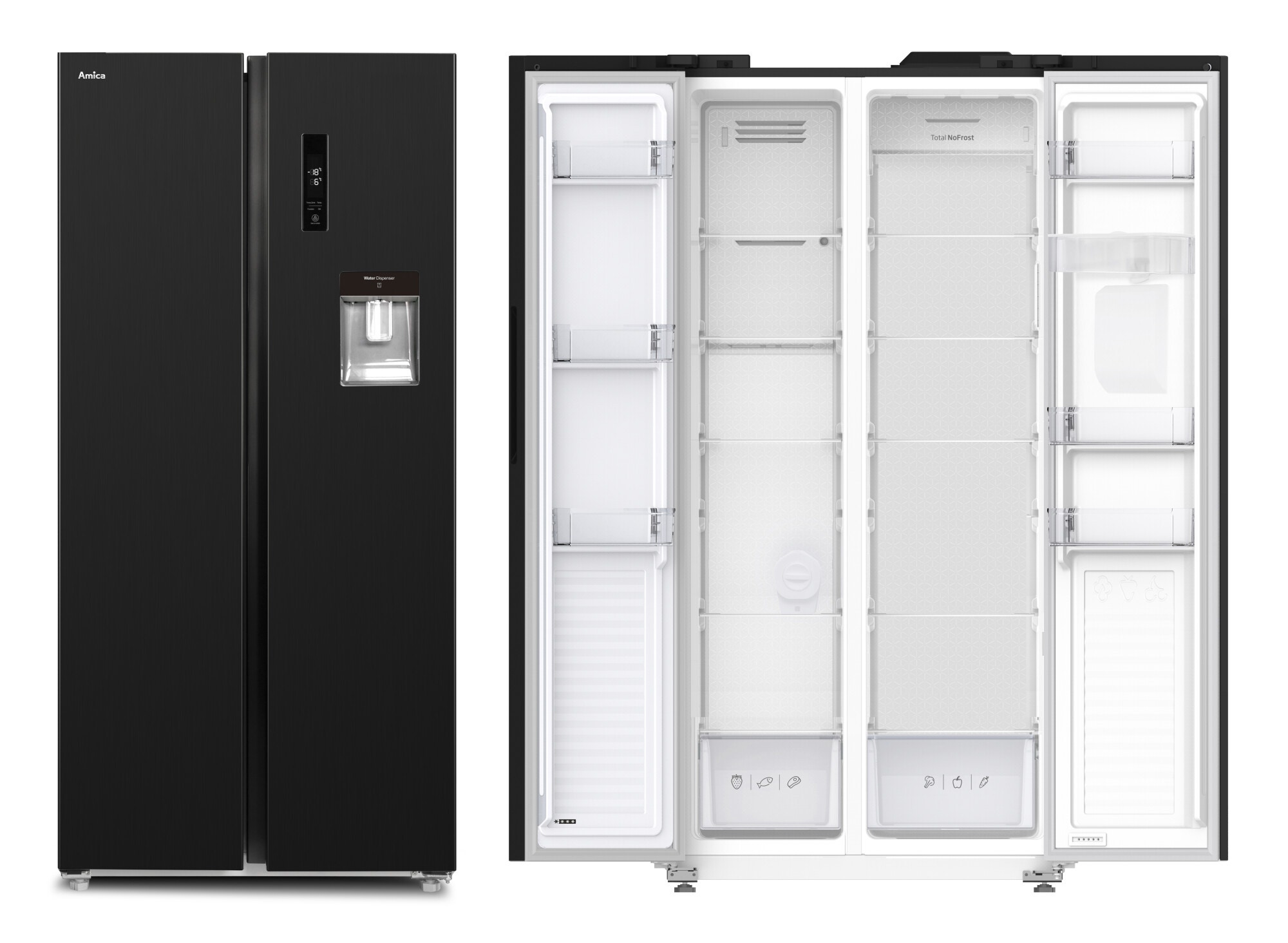 Lodówka Amica FY5079.3GDFBI Czarny inox Total NoFrost