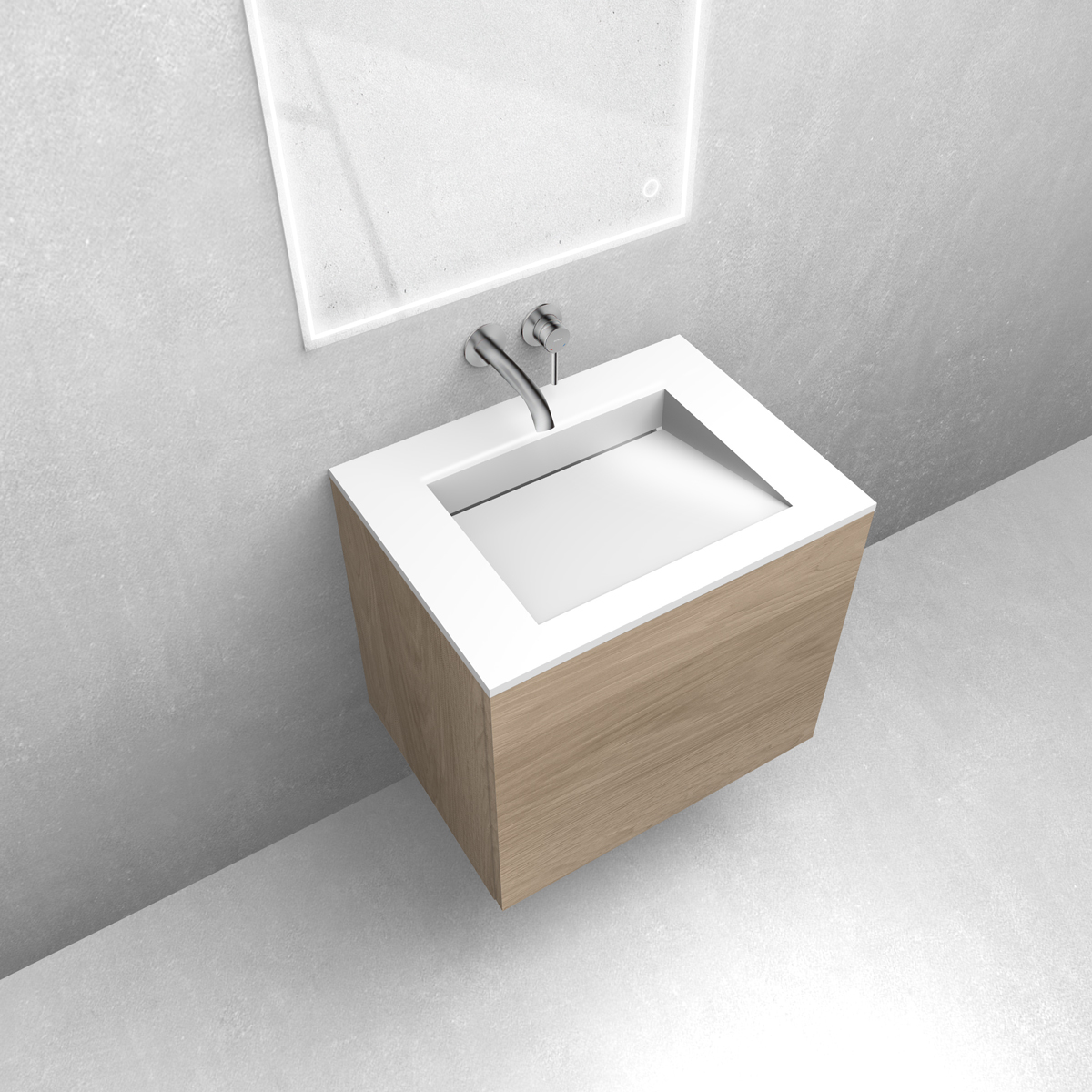 Zestaw Oltens Lun szafka podumywalkowa 60 cm z umywalką Stila LavaForm dąb/biały połysk 68758060 - Wysyłka w 24h