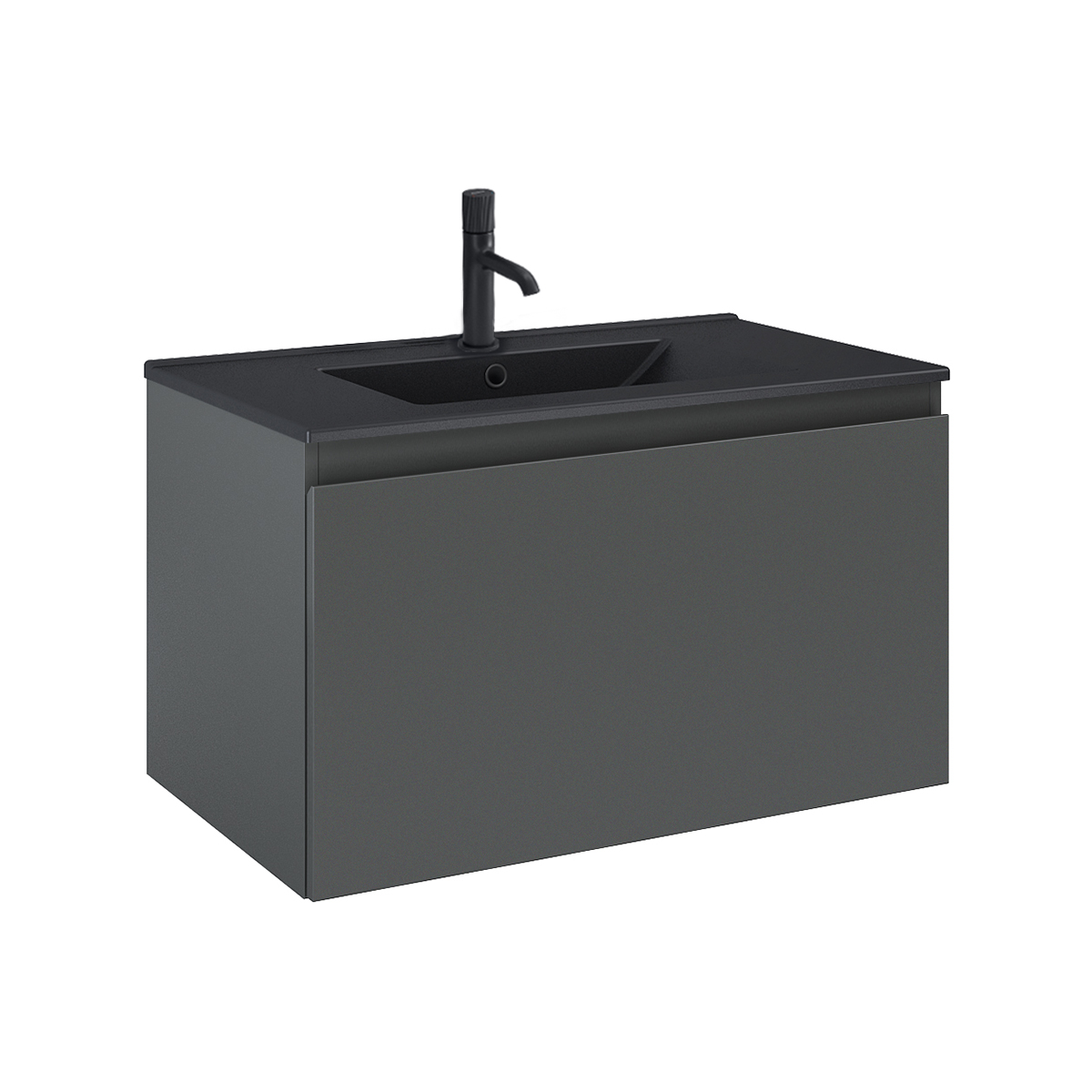 Oltens Vernal umywalka z szafką 80 cm czarny mat/grafit mat 68015400 - Wysyłka w 24h