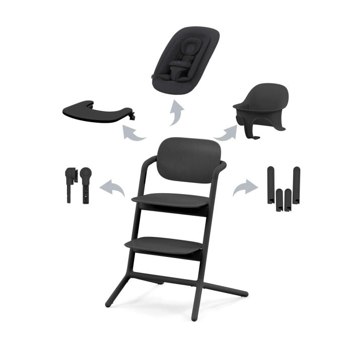 Cybex Lemo 4w1 - krzesełko z zestawem Baby Set, tacką i leżaczkiem-Stunning Black