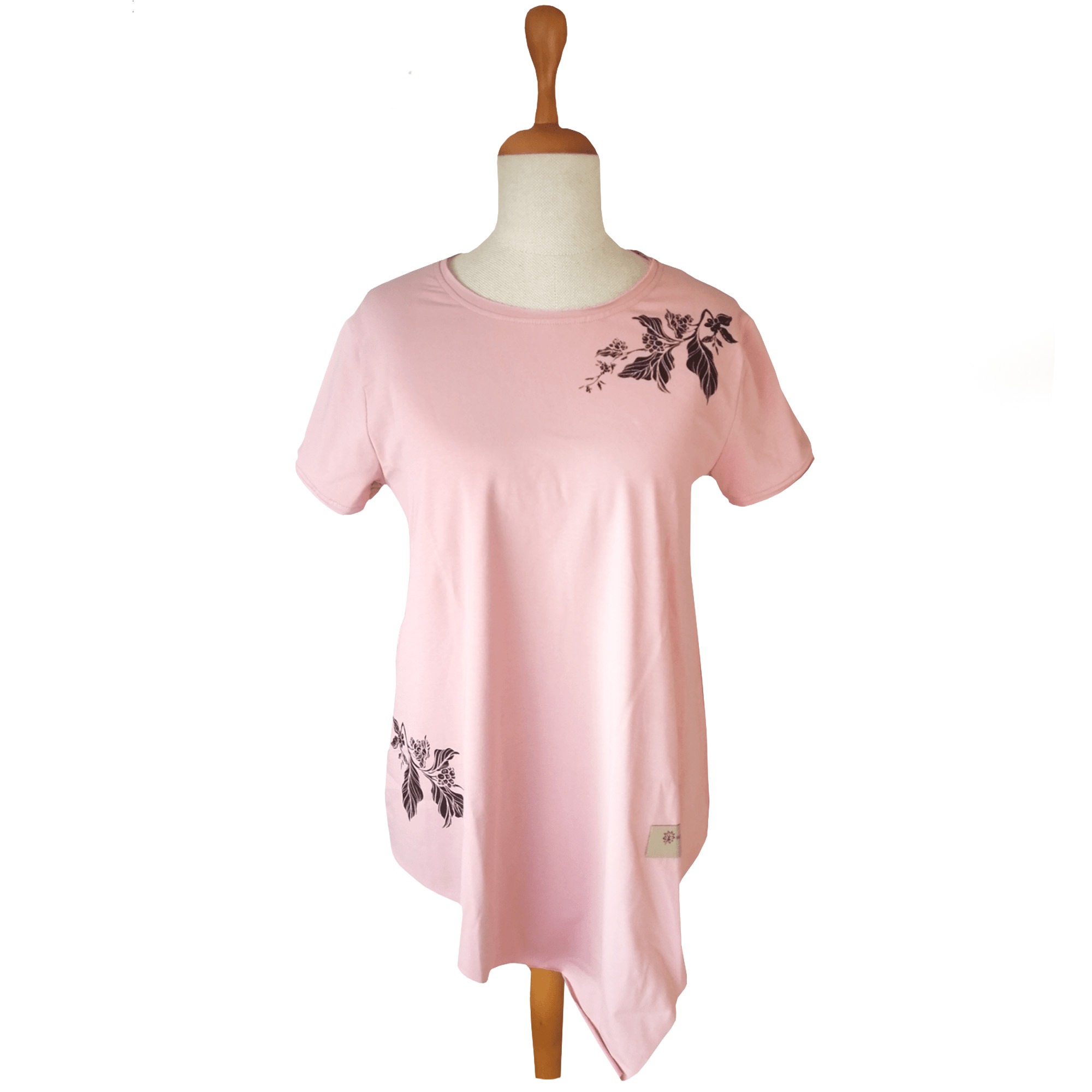 T-SHIRT COFFEE LEAF – Pudrowy Róż koszulka, bluzka - M/L