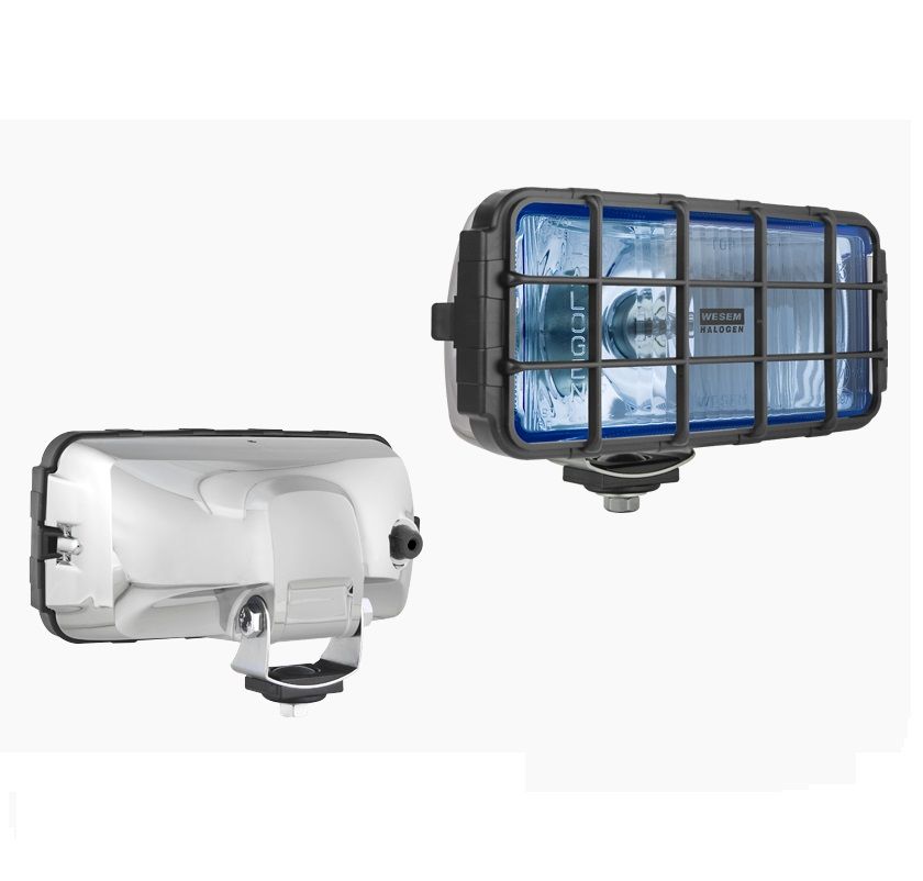 Drogowy reflektor halogenowy w chromowanej obudowie błękitny HP4.18499 Wesem