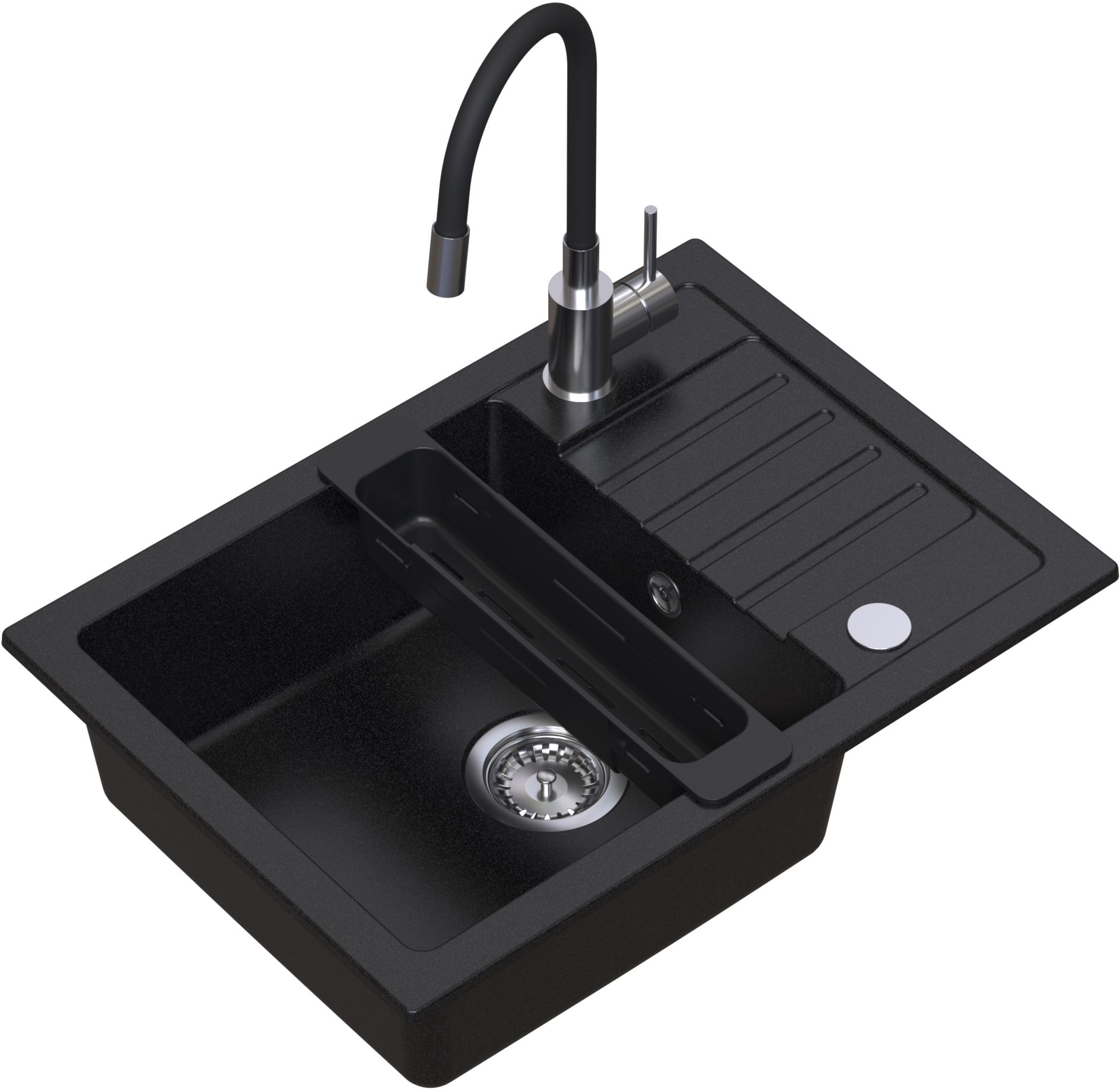 Darmowa Dostawa - Zlewozmywak z baterią i akcesoriami czarny/stal Ruvetti Natu Compact LP3200NC6244BCW