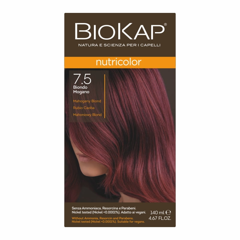 Biokap Nutricolor Farba do Włosów | Mahoniowy Blond 7.5 | Pokrywa Siwe Włosy | Bez Amoniaku