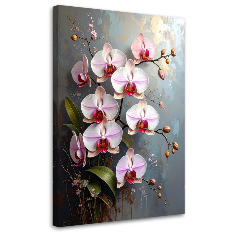 Obraz do salonu sypialni kuchni biura Feeby Różowe orchidee kwiaty 60x90cm 1szt