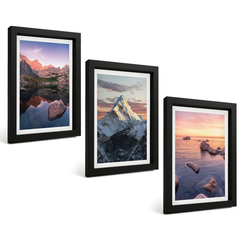 Zestaw Obrazów 3 Częściowy ArtPrintCave Czarne Ramki 20x30 cm Dekoracja do Sypialni Górskie krajobrazy w tle 1 kpl.