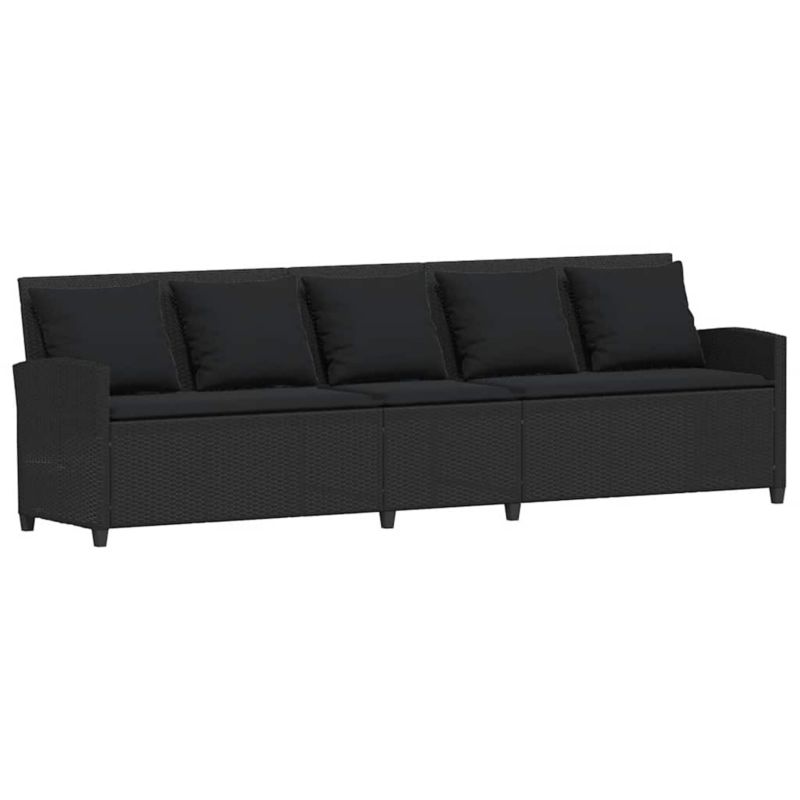 Sofa ogrodowa WaszeMeble z technorattanu czarna z poduszkami WM-4104112 1 szt.