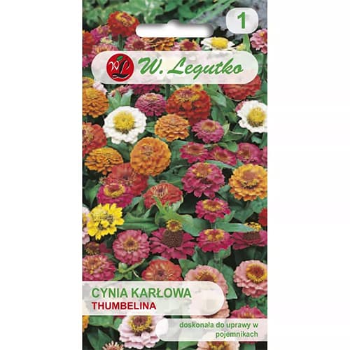 1 szt, Cynia Thumbelina, mix kolorow - Nasiona: Ilość w opakowaniu: 0.5 g